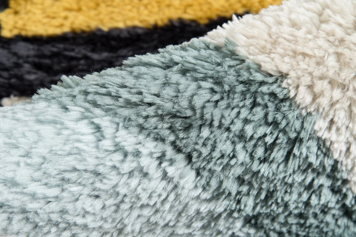 Retro Blue Modern Plush Shag Rug - Image 3