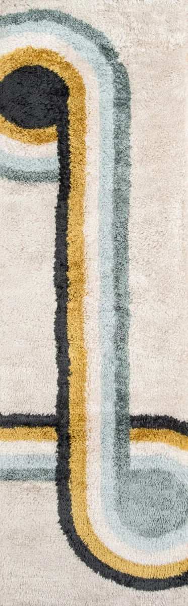 Retro Blue Modern Plush Shag Rug - Image 6