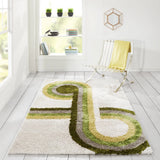Retro Green Modern Plush Shag Rug - Image 1