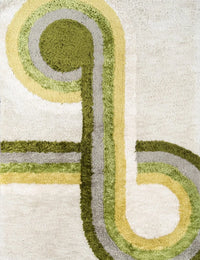 Retro Green Modern Plush Shag Rug - Image 2
