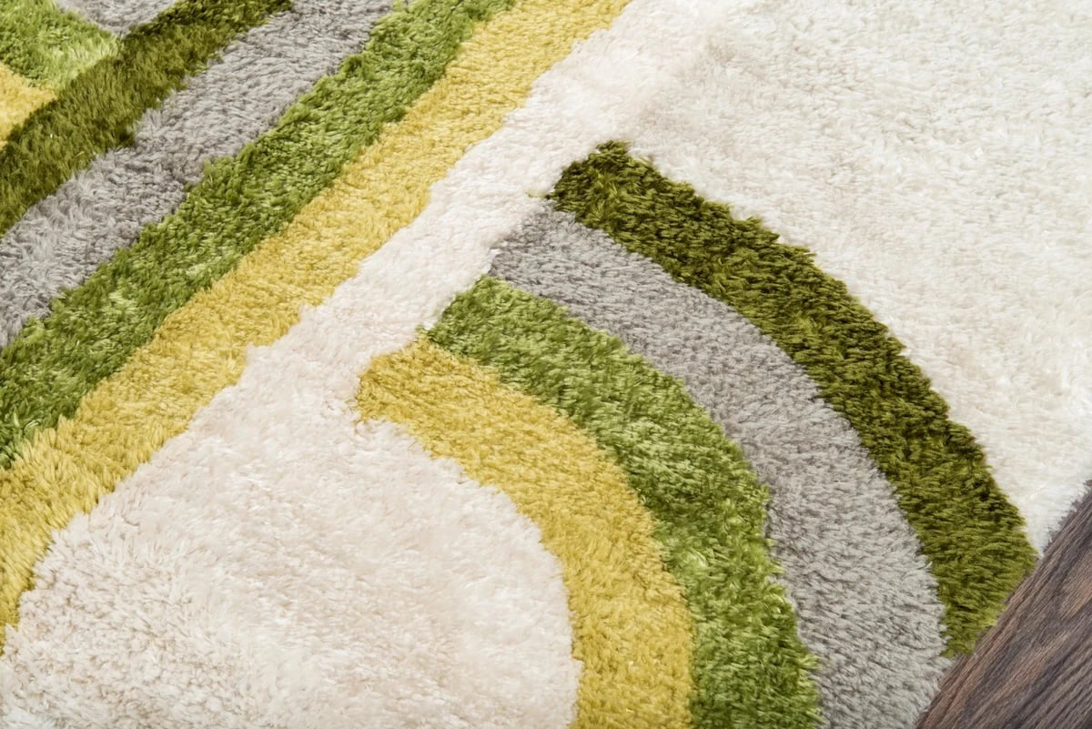 Retro Green Modern Plush Shag Rug - Image 4