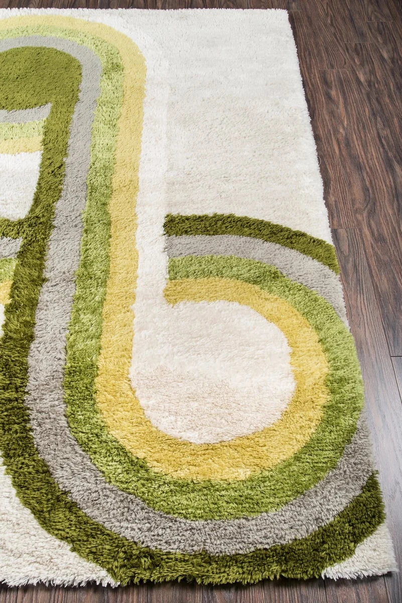 Retro Green Modern Plush Shag Rug - Image 5