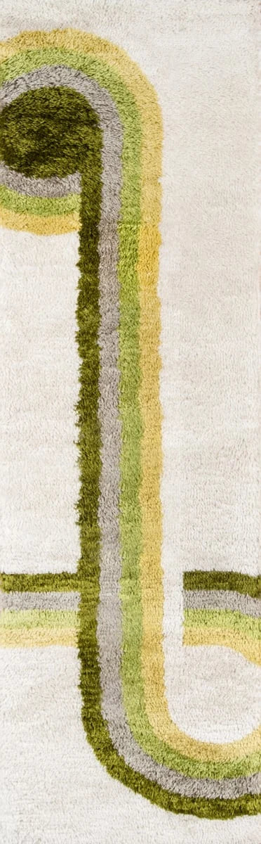 Retro Green Modern Plush Shag Rug - Image 6