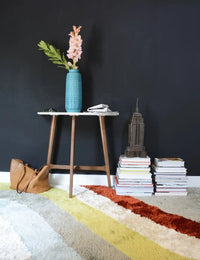 Retro Ivory, Grey, Red Modern Plush Shag Rug - Image 1