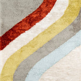 Retro Ivory, Grey, Red Modern Plush Shag Rug - Image 2