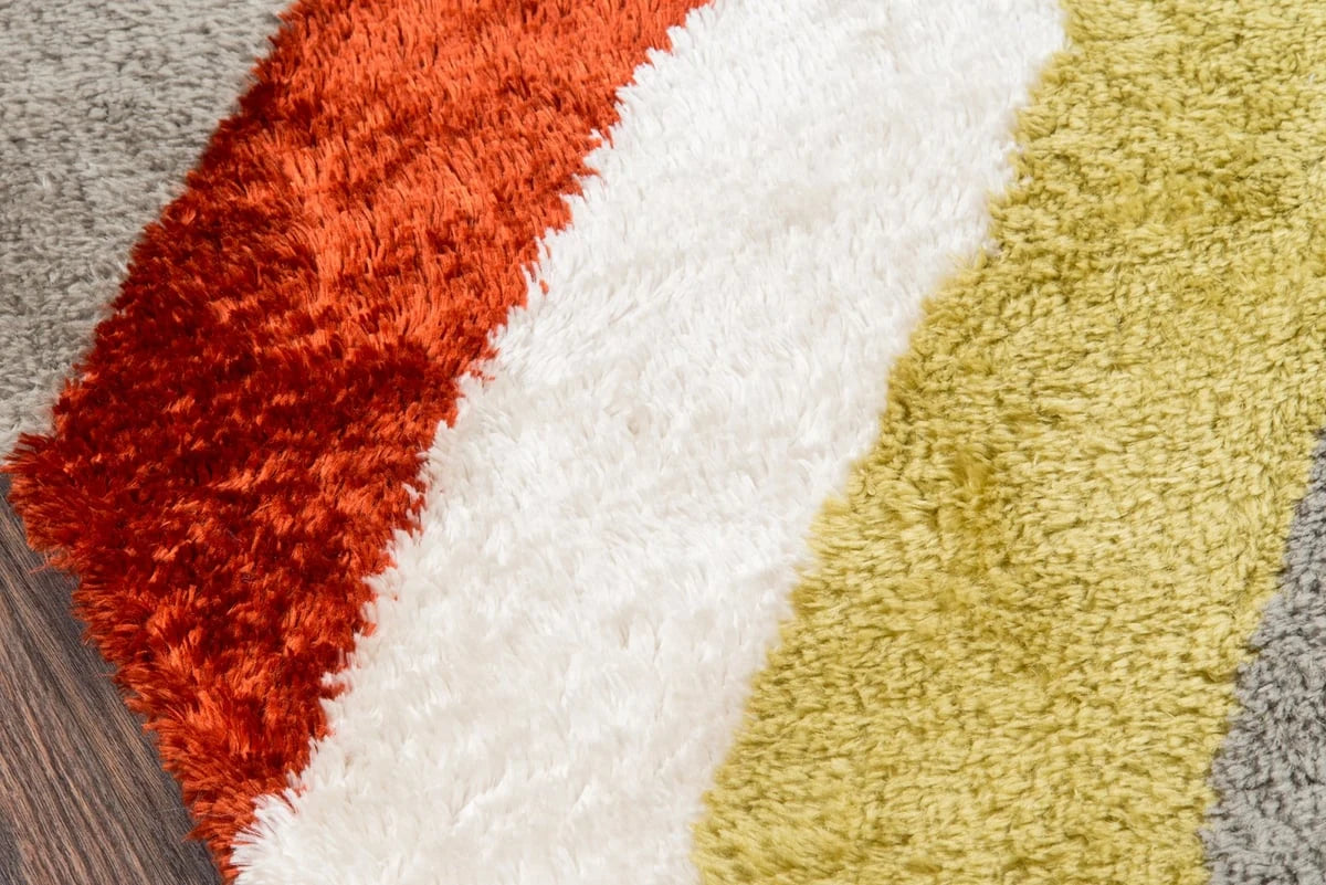Retro Ivory, Grey, Red Modern Plush Shag Rug - Image 5
