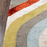 Retro Ivory, Grey, Red Modern Plush Shag Rug - Image 6