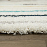 Retro Ivory Multi Modern Plush Shag Rug - Image 3