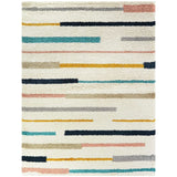 Retro Ivory Multi Modern Plush Shag Rug - Image 4