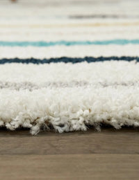 Retro Ivory Multi Modern Plush Shag Rug - Image 7