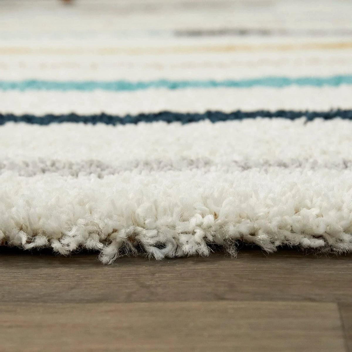 Retro Ivory Multi Modern Plush Shag Rug - Image 7