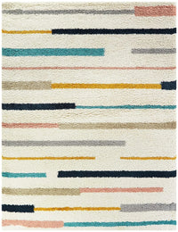 Retro Ivory Multi Modern Plush Shag Rug - Image 8