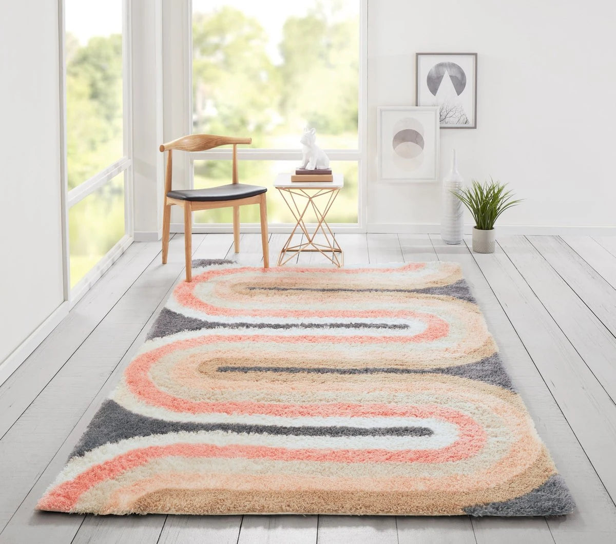 Retro Pastel Modern Plush Shag Rug - Image 1