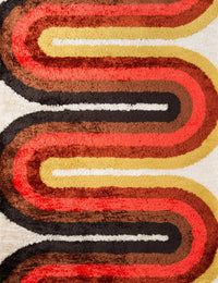 Retro Red Modern Plush Shag Rug - Image 1