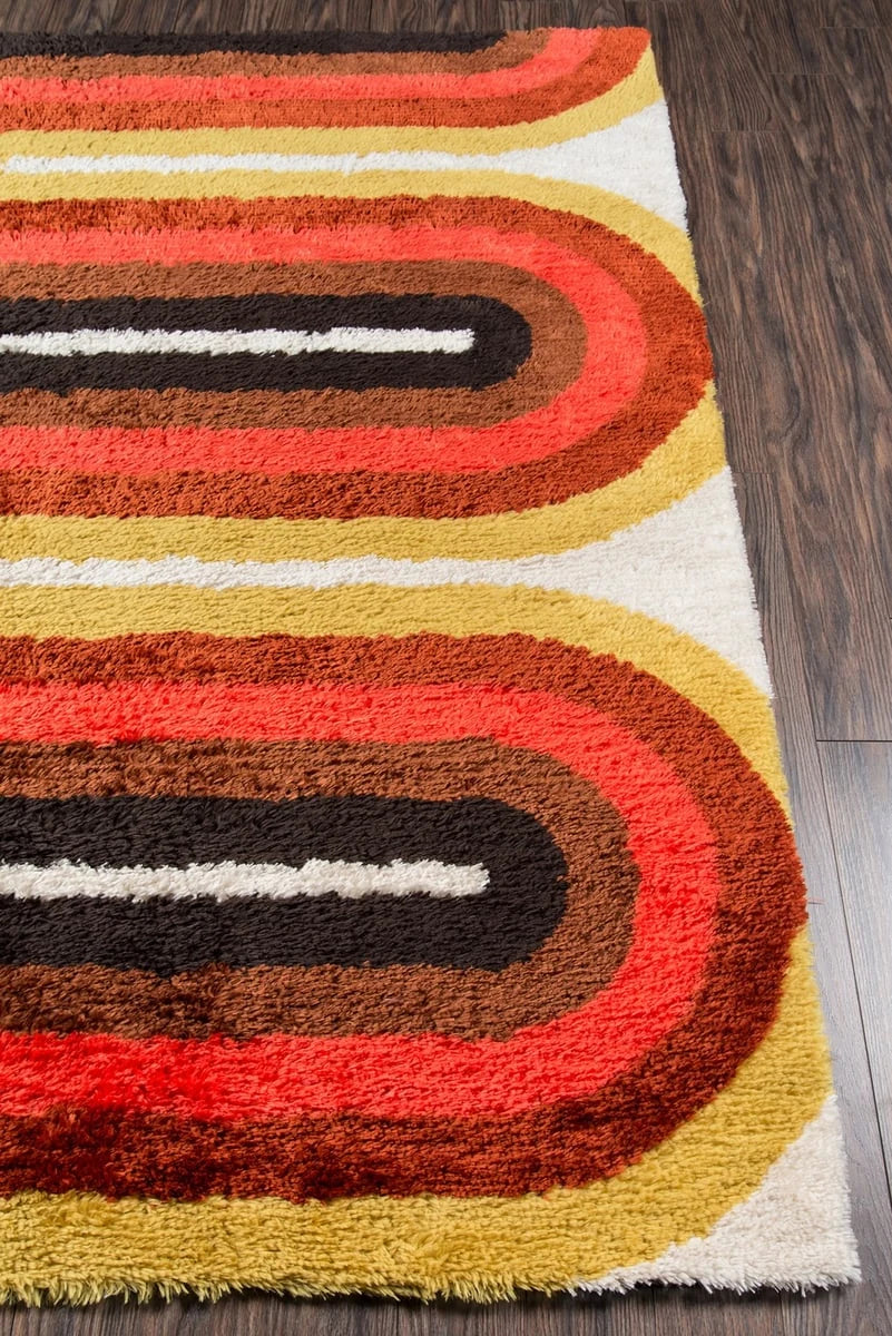 Retro Red Modern Plush Shag Rug - Image 4