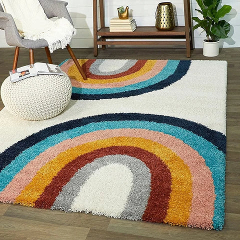 Retro Rust Modern Plush Shag Rug - Image 1