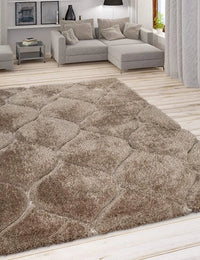 Ripple BEIGE Ripple Collection Plush Shag Rug - Image 1