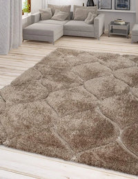Ripple BEIGE Ripple Collection Plush Shag Rug - Image 5