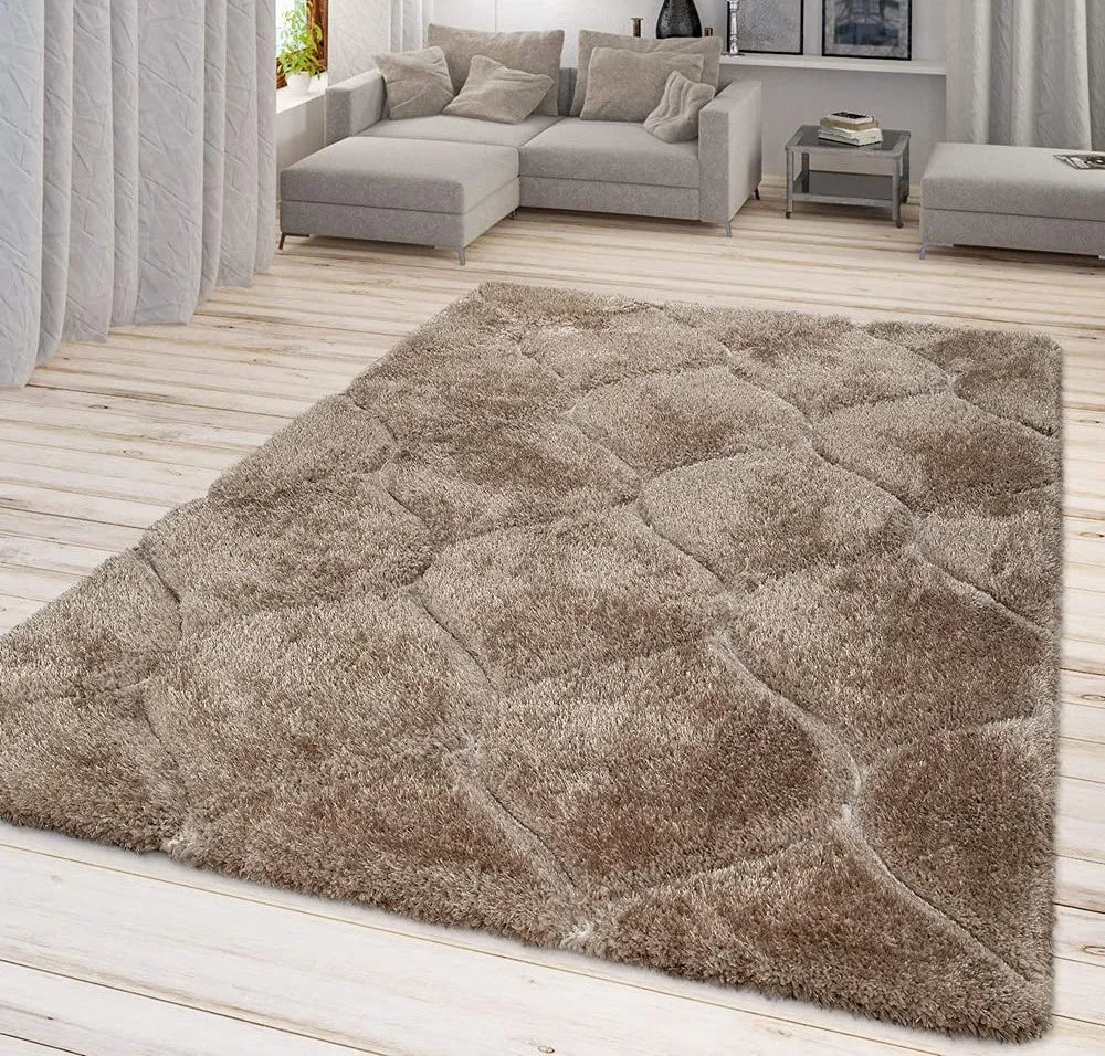 Ripple BEIGE Ripple Collection Plush Shag Rug - Image 5
