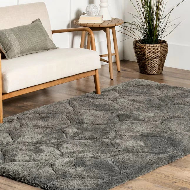 Ripple Dark Grey Ripple Collection Plush Shag Rug - Image 1