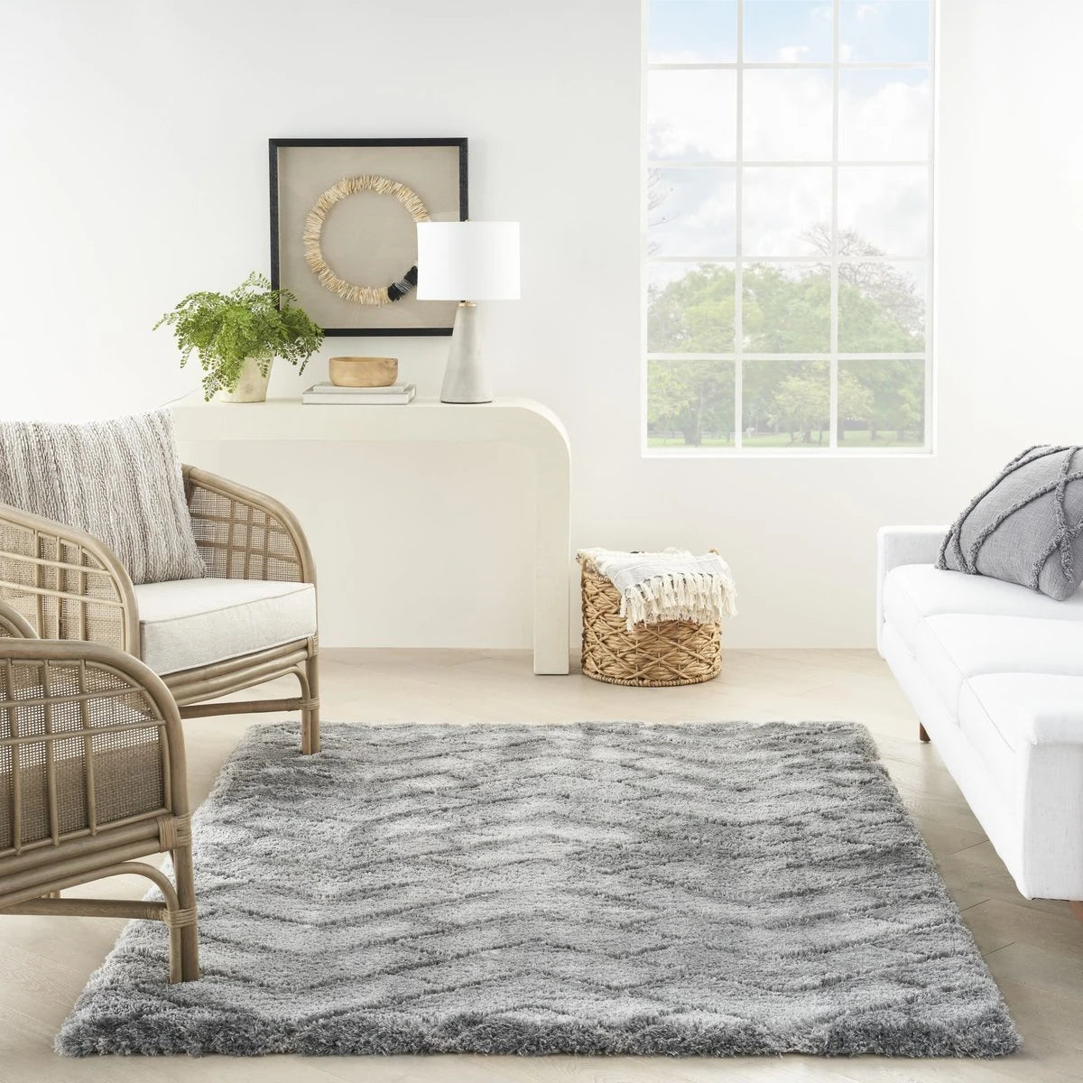 Ripple Heather Grey Ripple Plush Shag Rug - Image 1