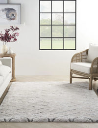 Ripple Ivory, Grey Ripple Collection Plush Shag Rug - Image 1