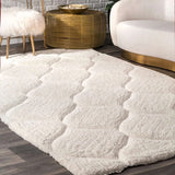 Ripple IVORY Ripple Collection Plush Shag Rug - Image 1