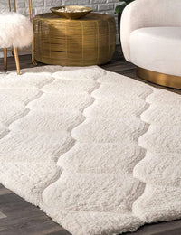Ripple IVORY Ripple Collection Plush Shag Rug - Image 1