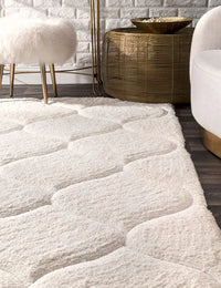 Ripple IVORY Ripple Collection Plush Shag Rug - Image 4