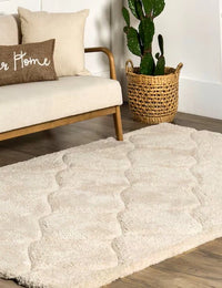 Ripple Light Beige Ripple Collection Plush Shag Rug - Image 1