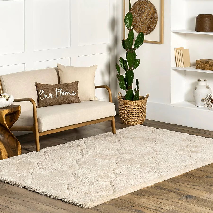 Ripple Light Beige Ripple Collection Plush Shag Rug - Image 5