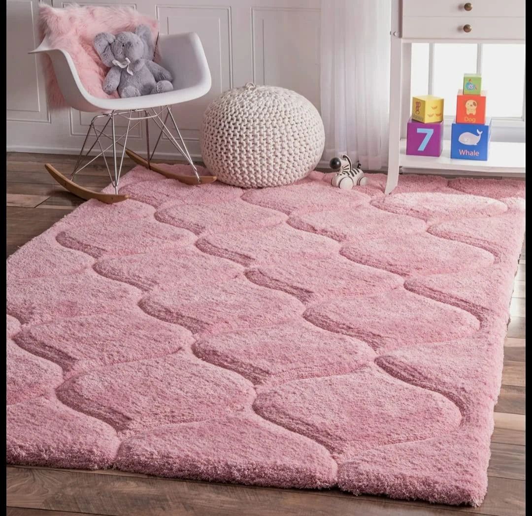 Ripple PINK Ripple Collection Plush Shag Rug - Image 1