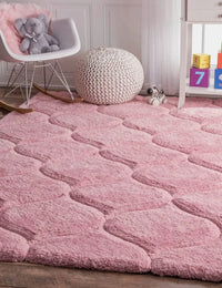 Ripple PINK Ripple Collection Plush Shag Rug - Image 5
