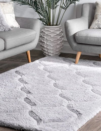 Ripple SILVER Ripple Collection Plush Shag Rug - Image 1