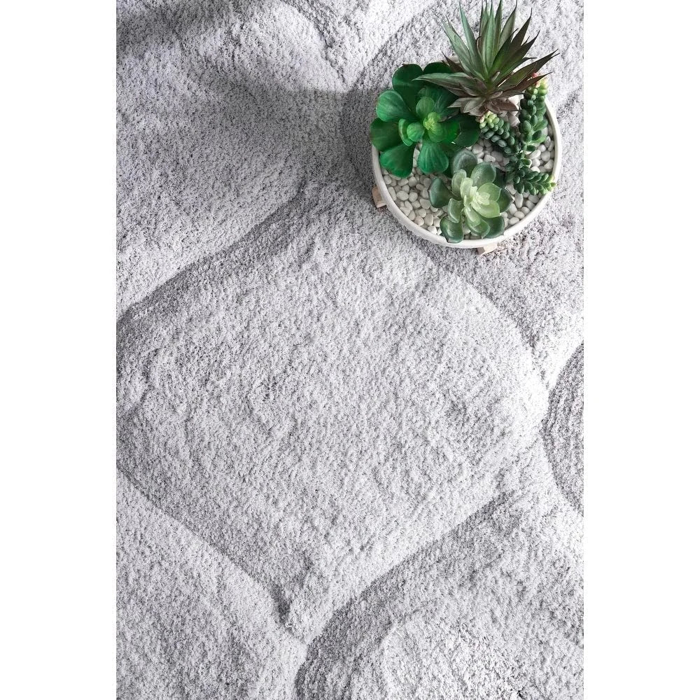 Ripple SILVER Ripple Collection Plush Shag Rug - Image 2