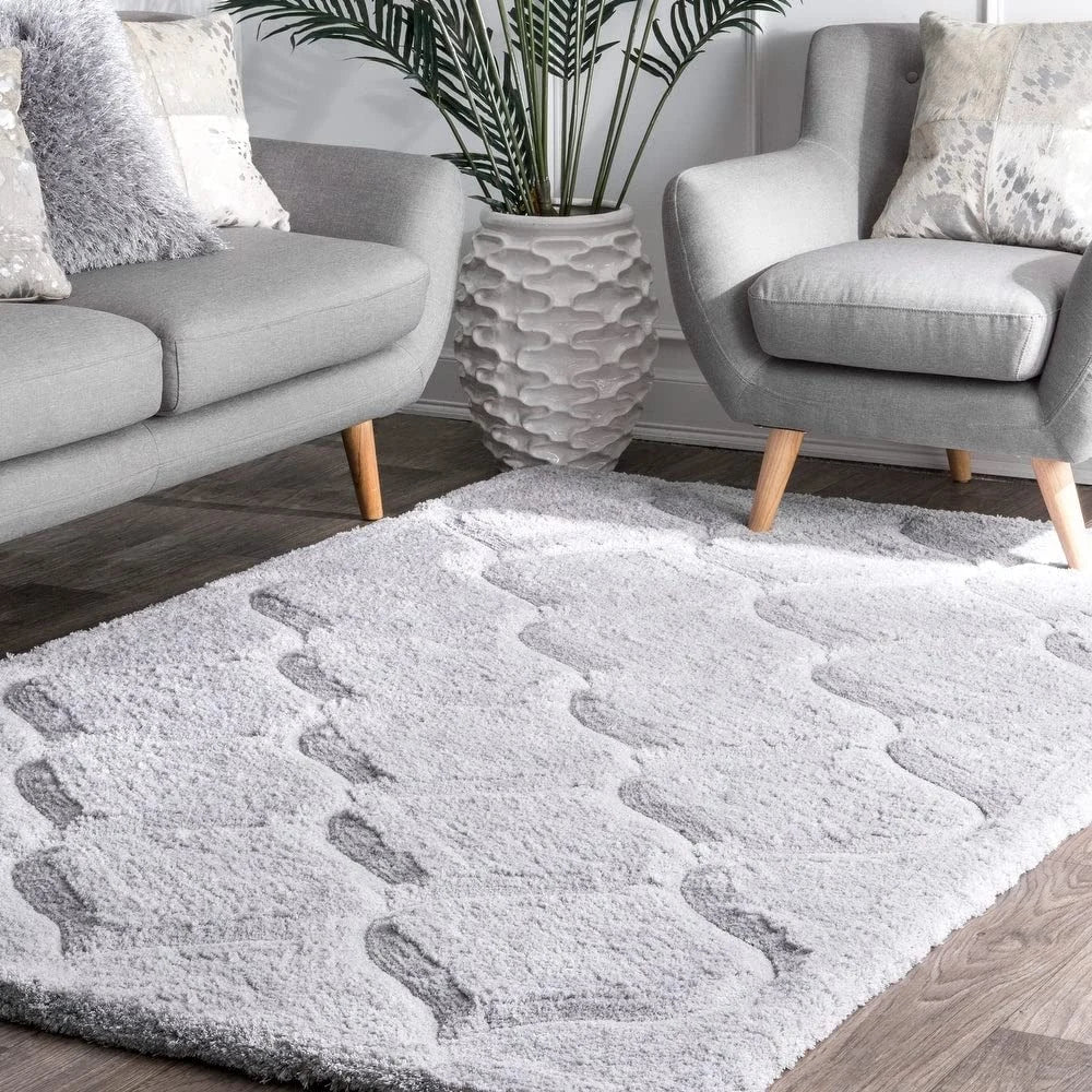 Ripple SILVER Ripple Collection Plush Shag Rug - Image 6