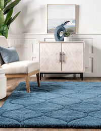 Ripple Teal Blue Ripple Collection Plush Shag Rug - Image 3