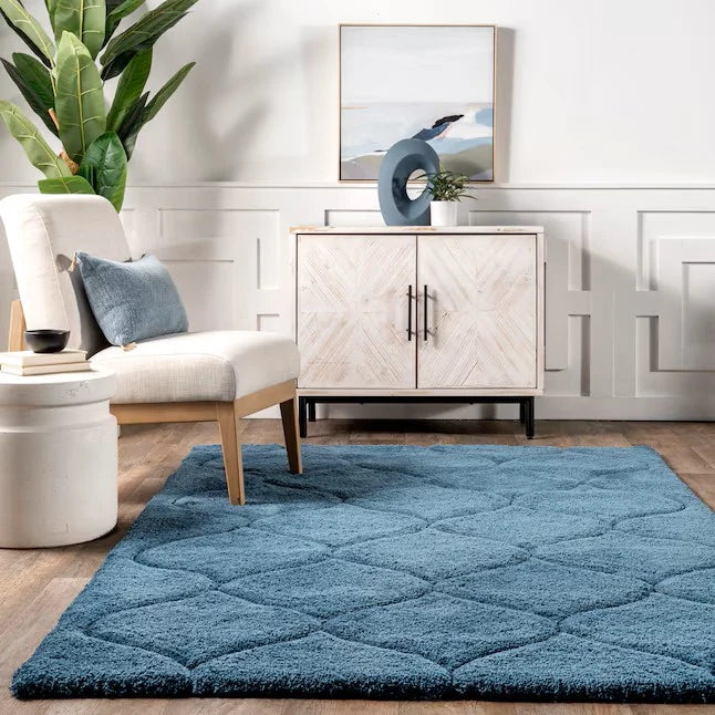 Ripple Teal Blue Ripple Collection Plush Shag Rug - Image 3