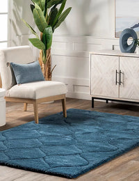 Ripple Teal Blue Ripple Collection Plush Shag Rug - Image 5