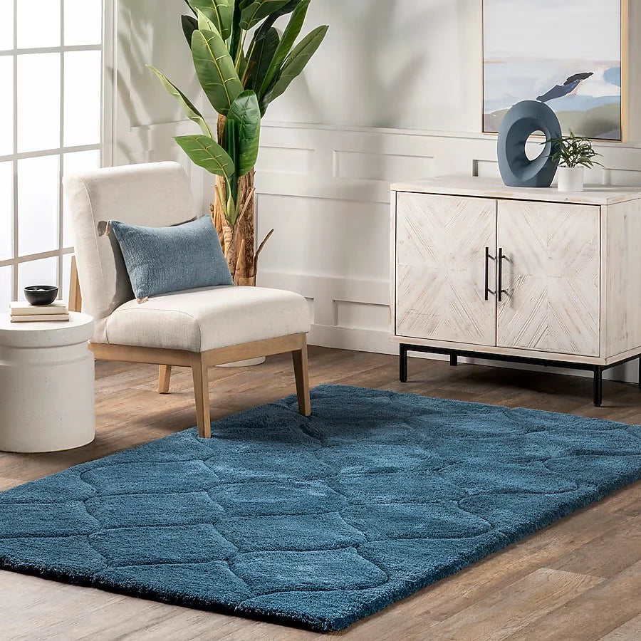 Ripple Teal Blue Ripple Collection Plush Shag Rug - Image 5