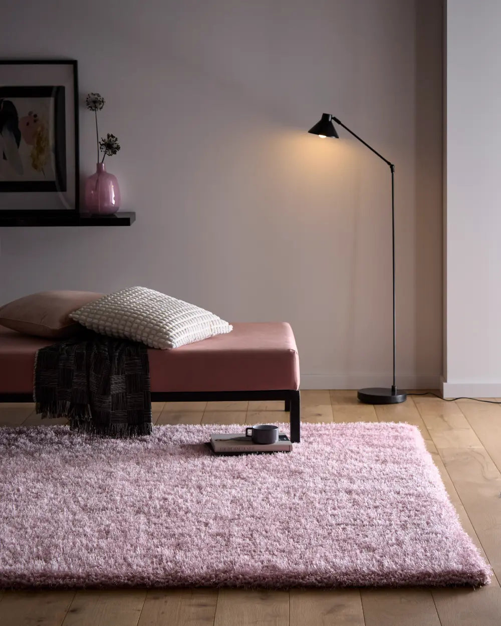 Rose Solid Plush Shag Rug - Image 1