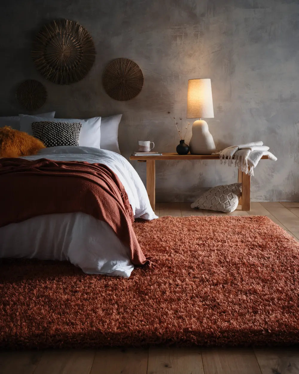 Rust Solid Plush Shag Rug - Image 1