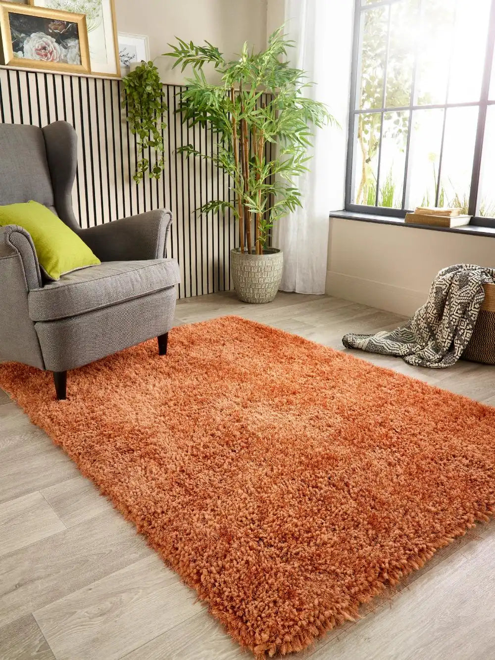 Rust Solid Plush Shag Rug - Image 2