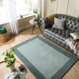 Sage Green Geometric Hand-Tufted Wool Rug - Image 1
