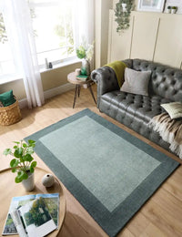 Sage Green Geometric Hand-Tufted Wool Rug - Image 1