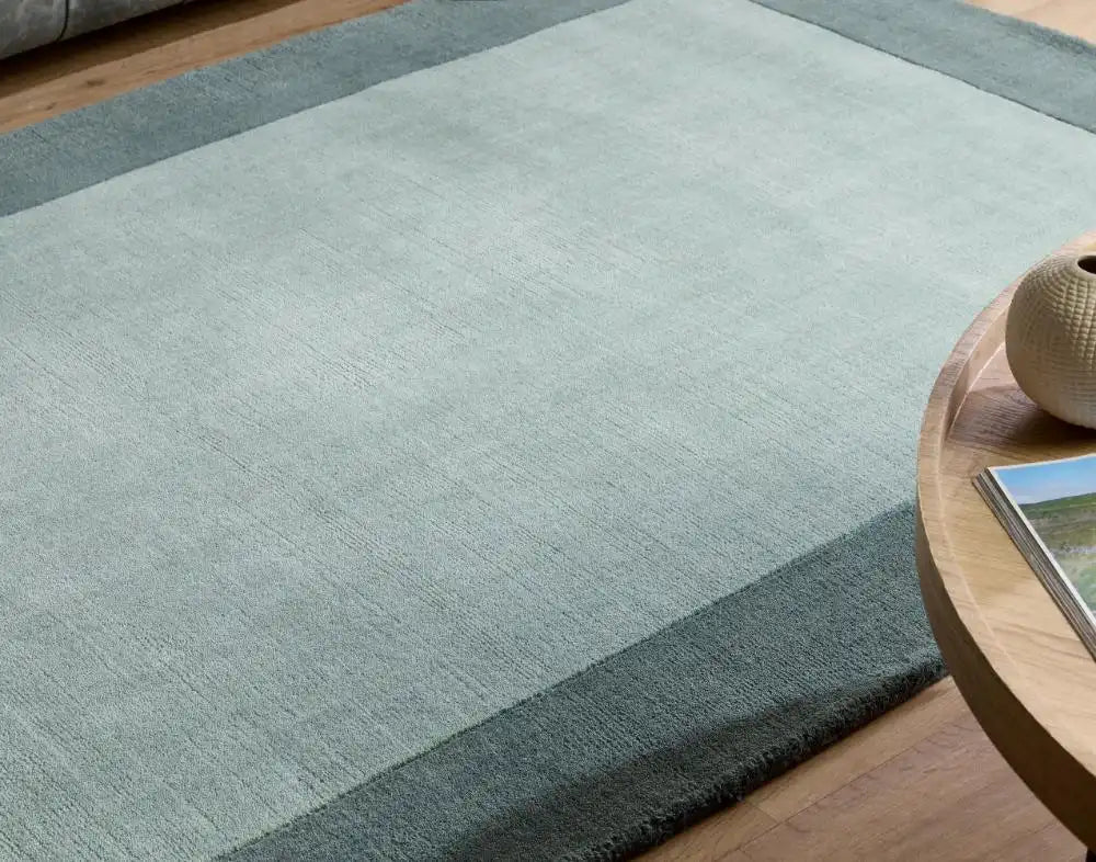 Sage Green Geometric Hand-Tufted Wool Rug - Image 3