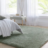 Sage Green Solid Plush Shag Rug - Image 1