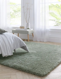 Sage Green Solid Plush Shag Rug - Image 1