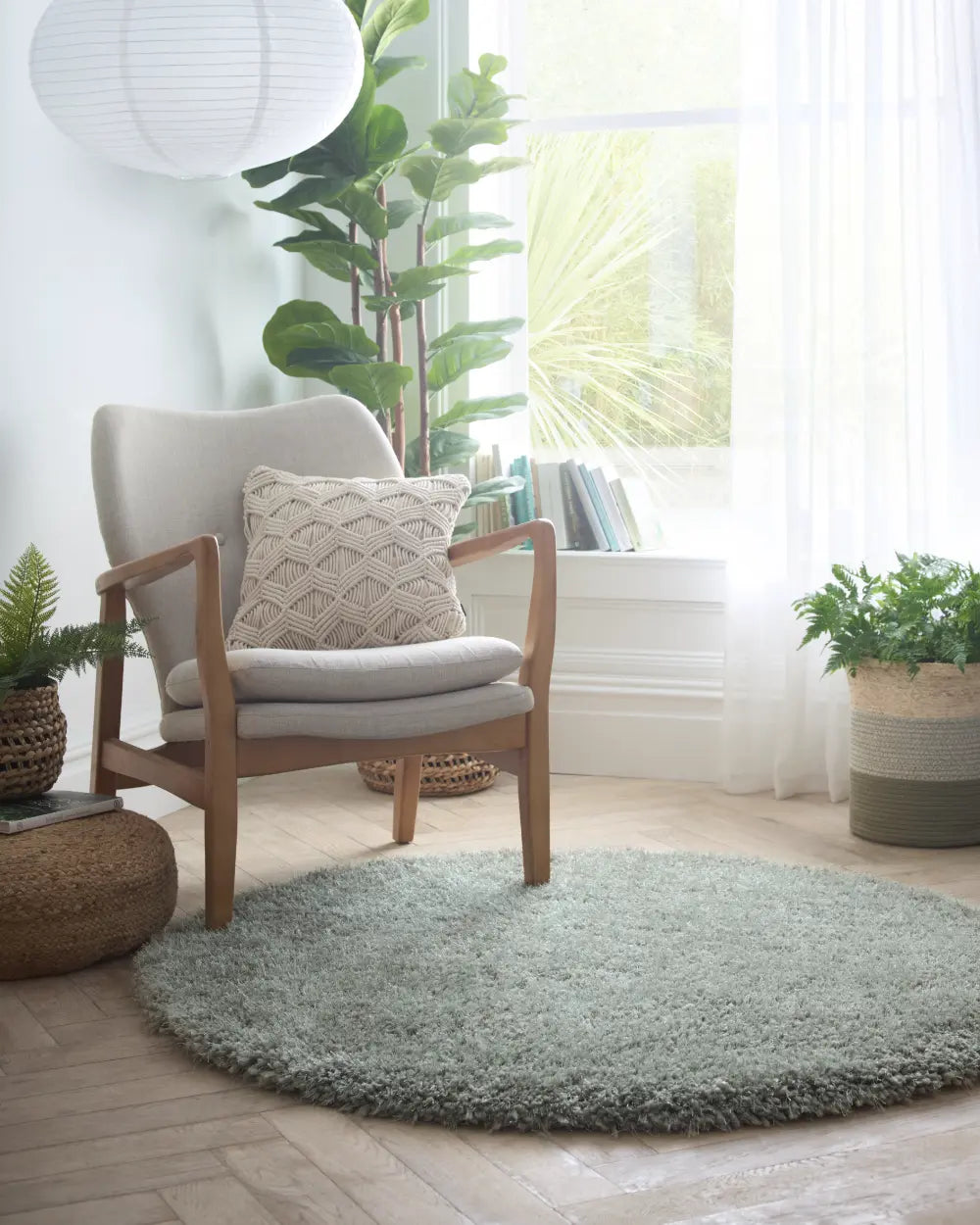 Sage Green Solid Plush Shag Rug - Image 4