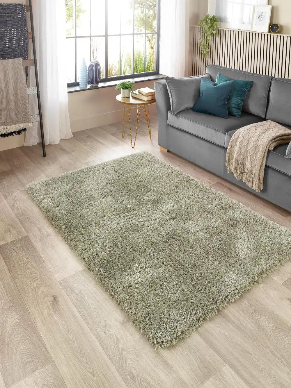 Sage Green Solid Plush Shag Rug - Image 5